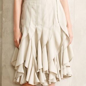New Varun Bahl anthropologie ice fall gray layered tiered skirt ruffle hem